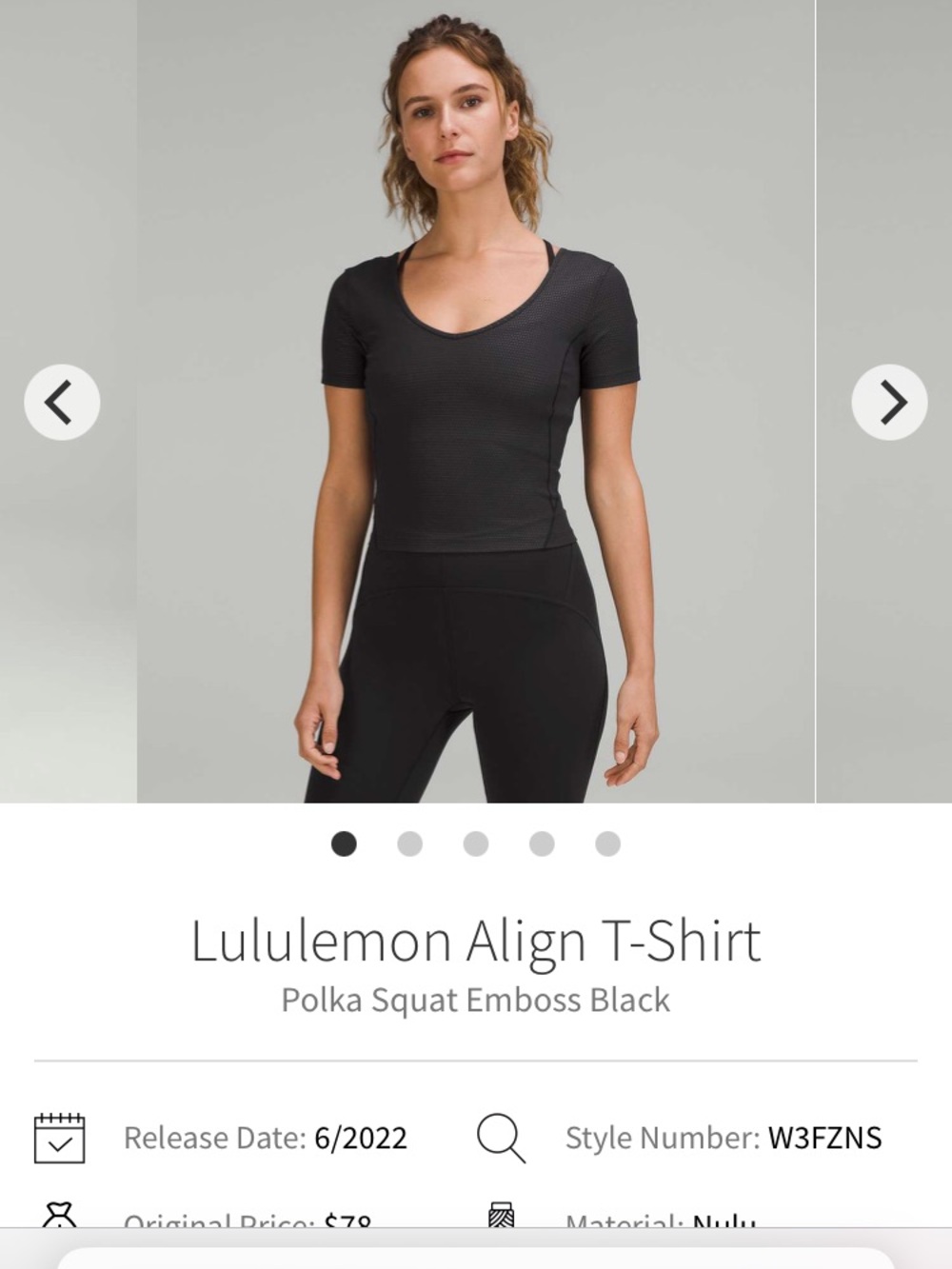 nWOT $78 lululemon polka squat 4  Align T-Shirt — Black